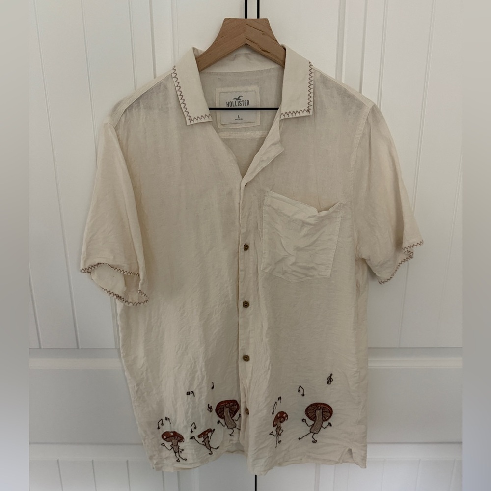 Hollister Camp Collar Shirt, Size Large